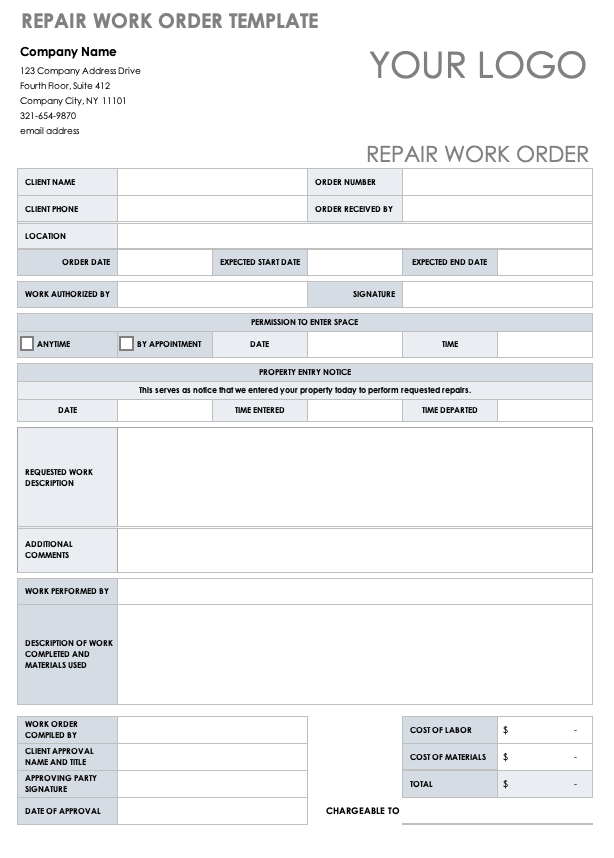 Free Auto Repair Shop Work Order Template FREE PRINTABLE TEMPLATES